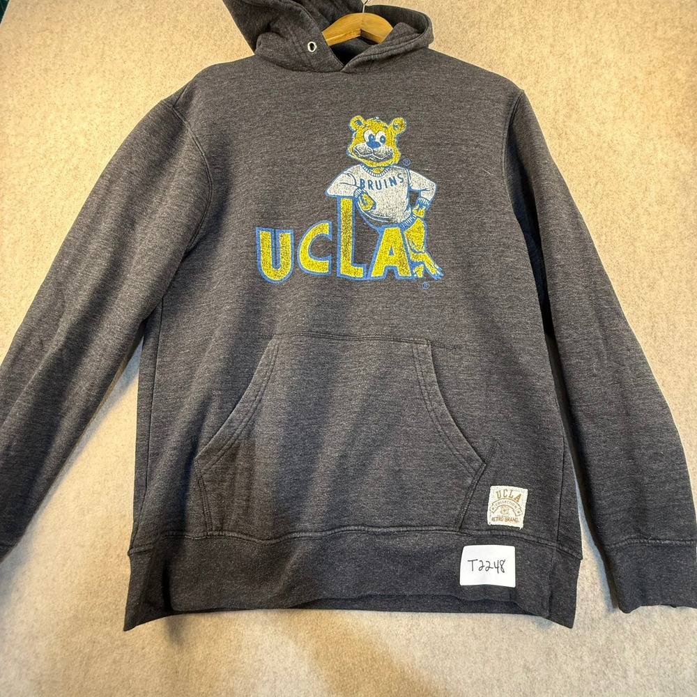 Original Retro Brand UCLA Bruins Hoodie Gray Mascot Pullover Sweatshirt Medium